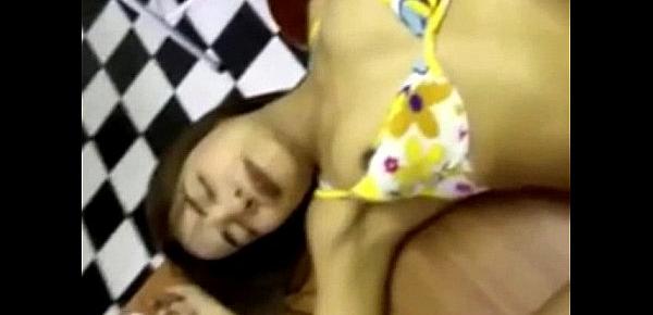  Skiny asian girl get fucked on a table